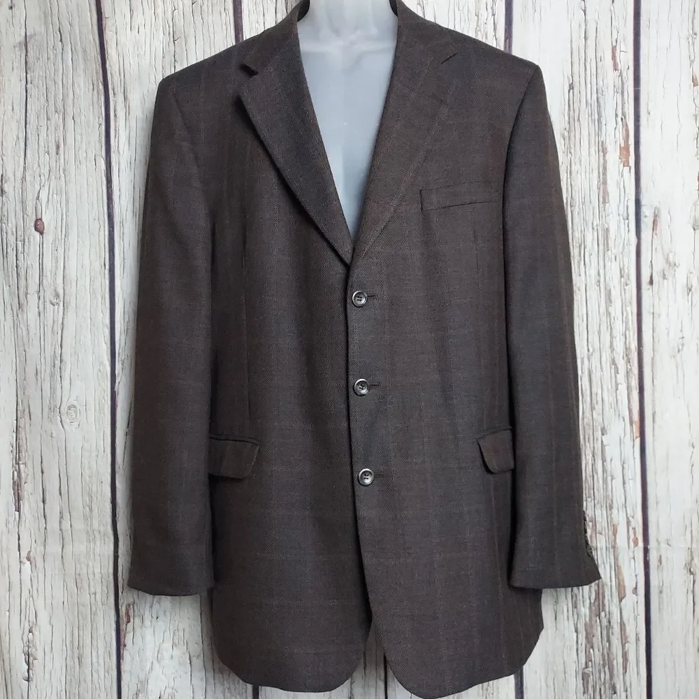Stafford Plaid Wool Cashmere 3 Button Blazer - Picture 6 of 11